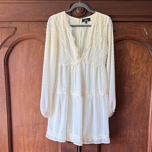 Lulu’s Ivory Swiss Dot Lace Mini Dress